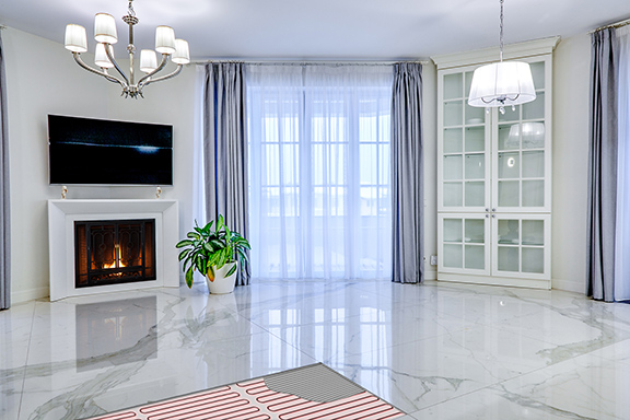 Example of a heated marble floor.