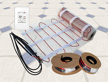 ComfortTile floor heating cable and thermostat.