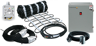 Heated driveway snow melting system components.