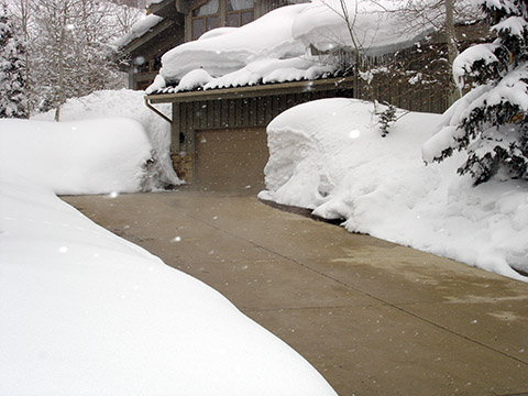 A heated driveway installed at a mountain home.