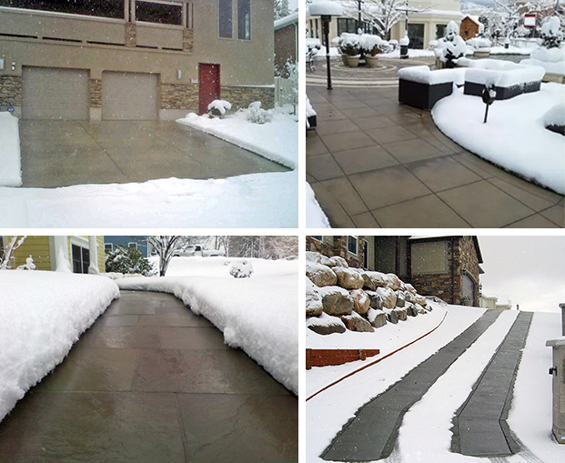 Snow melting systems in action.